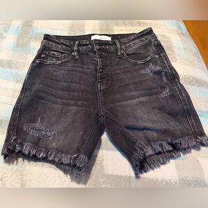 Women's Black Distressed Denim Shorts -